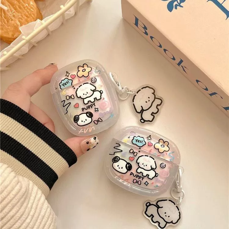 Трансграничное применение Apple airpods 4 корпус наушников Pro2 милый граффити щенок 3 поколения чехол для наушников мягкий чехол