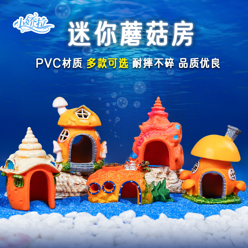 Adornos para paisajismo de acuarios, casa de hongos, escondite, mini nido de caracol, decoración para acuarios de cangrejos ermitaños y bettas, micropaisaje de musgo.