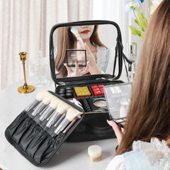 Full Screen Mirror Makeup Bag for Women, Portable Makeup Box, Handheld Large Capacity Skincare and Cosmetics Storage Bag, Korean Style