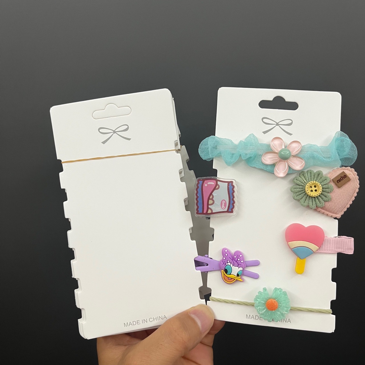 KP1029六卡位蝴蝶谷工字卡发饰包装卡片手链卡片缠绕卡头领结吊牌