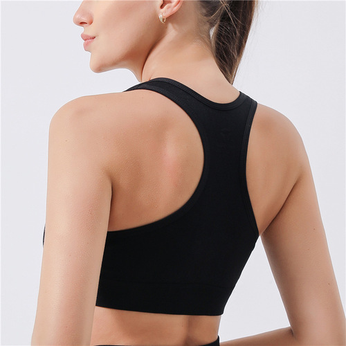 Cross-border yoga exercise seamless push-up bra-free high elasticity shockproof strap with breast pads beauty back fitness top