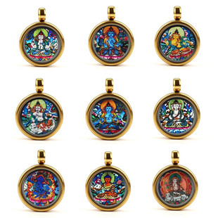 Xizang Thangka Gawu Box Eight Patron Deity Pendant Zodiac Benmingfo Pendant Carry-on Thangka Pendant