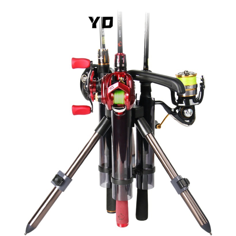 Letoyo caña de pescar triángulo soporte caña de pescar tubo enchufe varilla dispositivo caña de pescar soporte de aleación de aluminio portátil Luya varilla estante