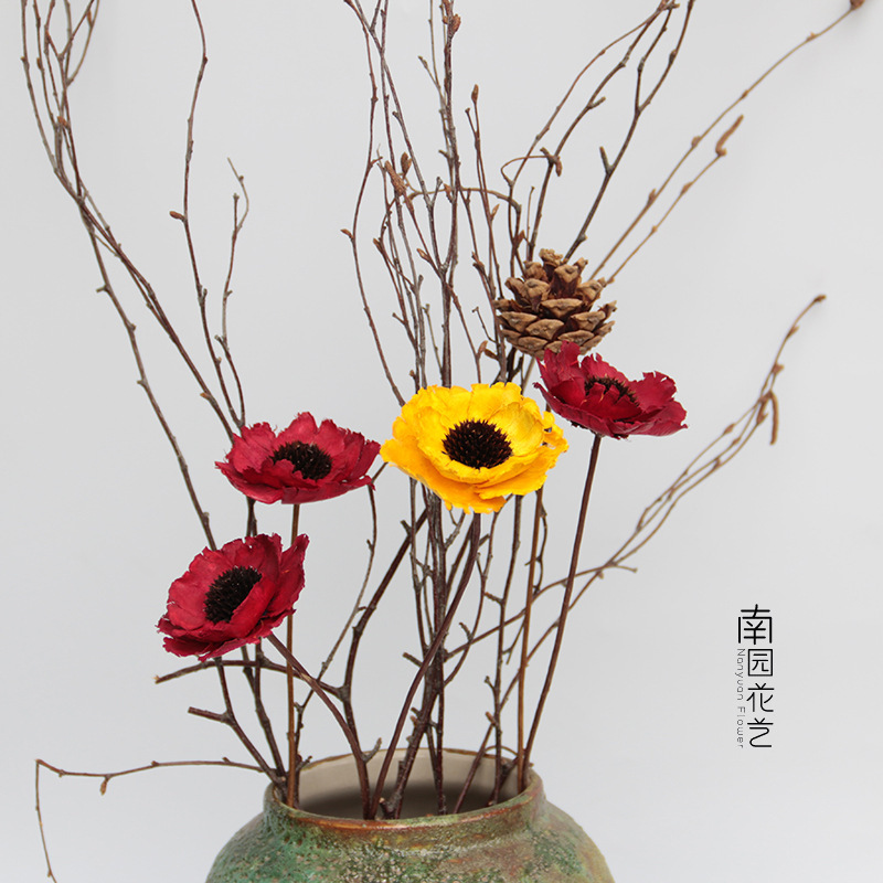 虞美人會所軟裝家居裝飾組合手工藝術乾花拍攝道具情人節造花束