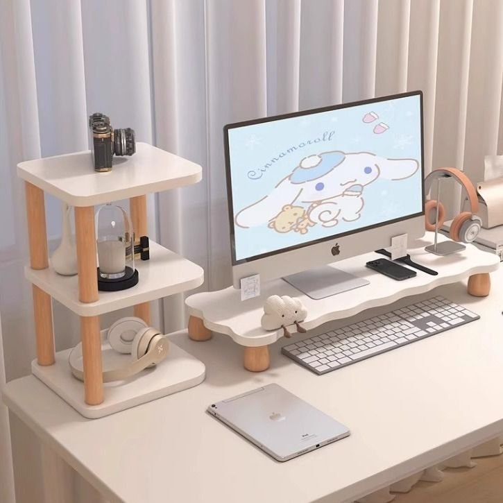 ディスプレイが高くなった棚は、オフィスのデスクトップコンピュータスタンド寮のデスクトップ収納棚ノート棚です|undefined