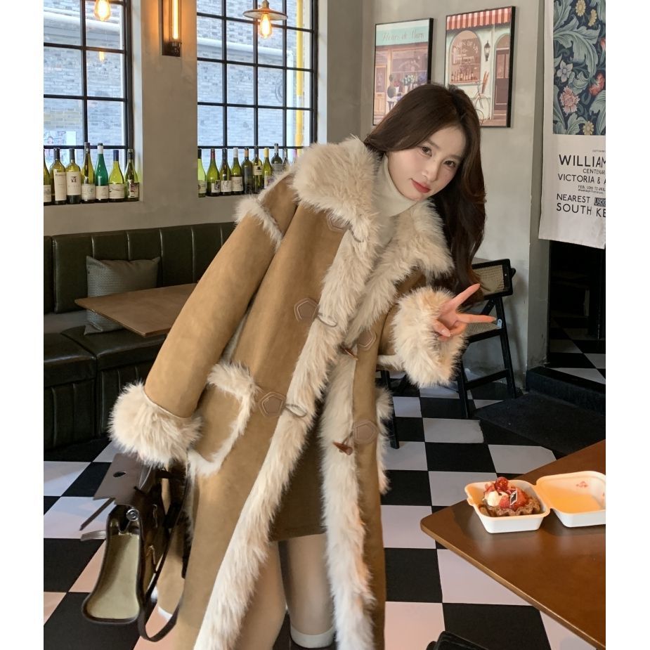 Damkappa i fuskpäls rävlook lång fluffig och varm vinter_voghion.com