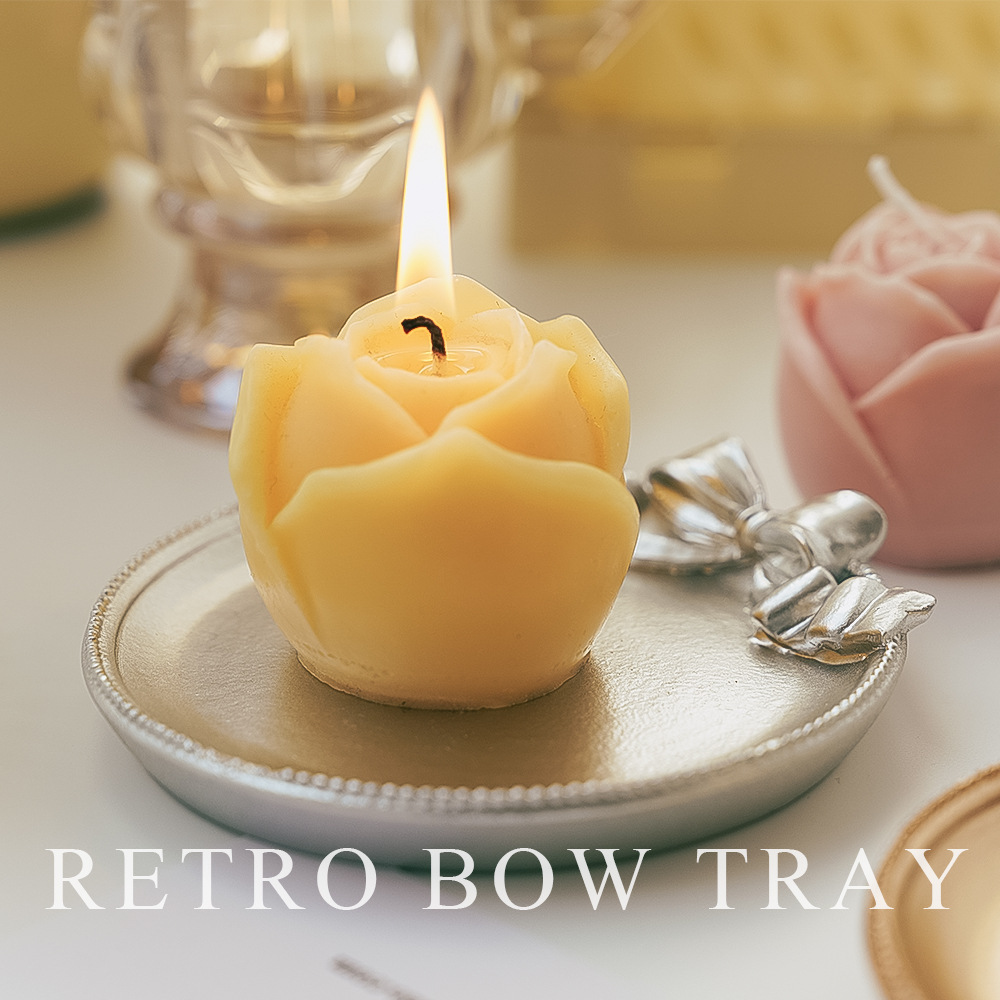 Ins Scented Candle Tray Base Desk Creative Storage Decor Container Luxurious Retro Round Candle Holder Ornament