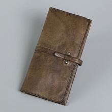 钱包男真皮长款青年头层真牛皮钱夹女士休闲手工擦色做旧复古皮夹