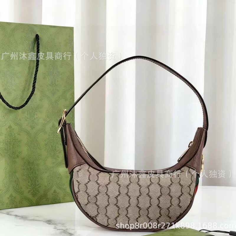 Cross-Border Export Guangzhou Classic Gg Presbyopic Armpit Bag Ophidia Mini Shoulder Crescent Women's Bag with Logo