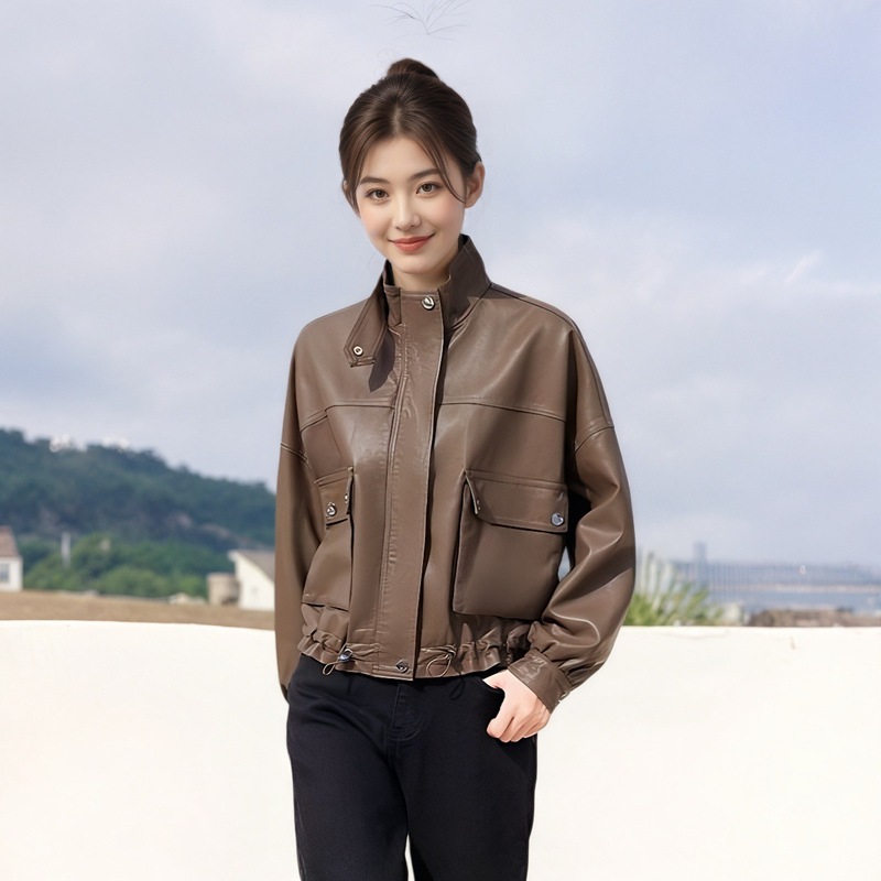 小皮衣外套女春秋2025新款港风小个子短款美式复古休闲PU机车夹克|undefined
