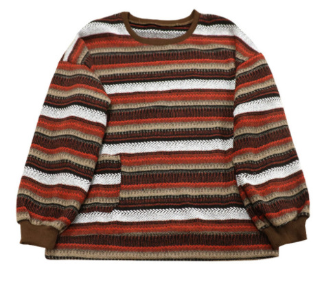 2025 primavera y otoño tendencia en coreano retro perezoso tweed camisa de punto a rayas suéter de cuello redondo para hombres y mujeres
