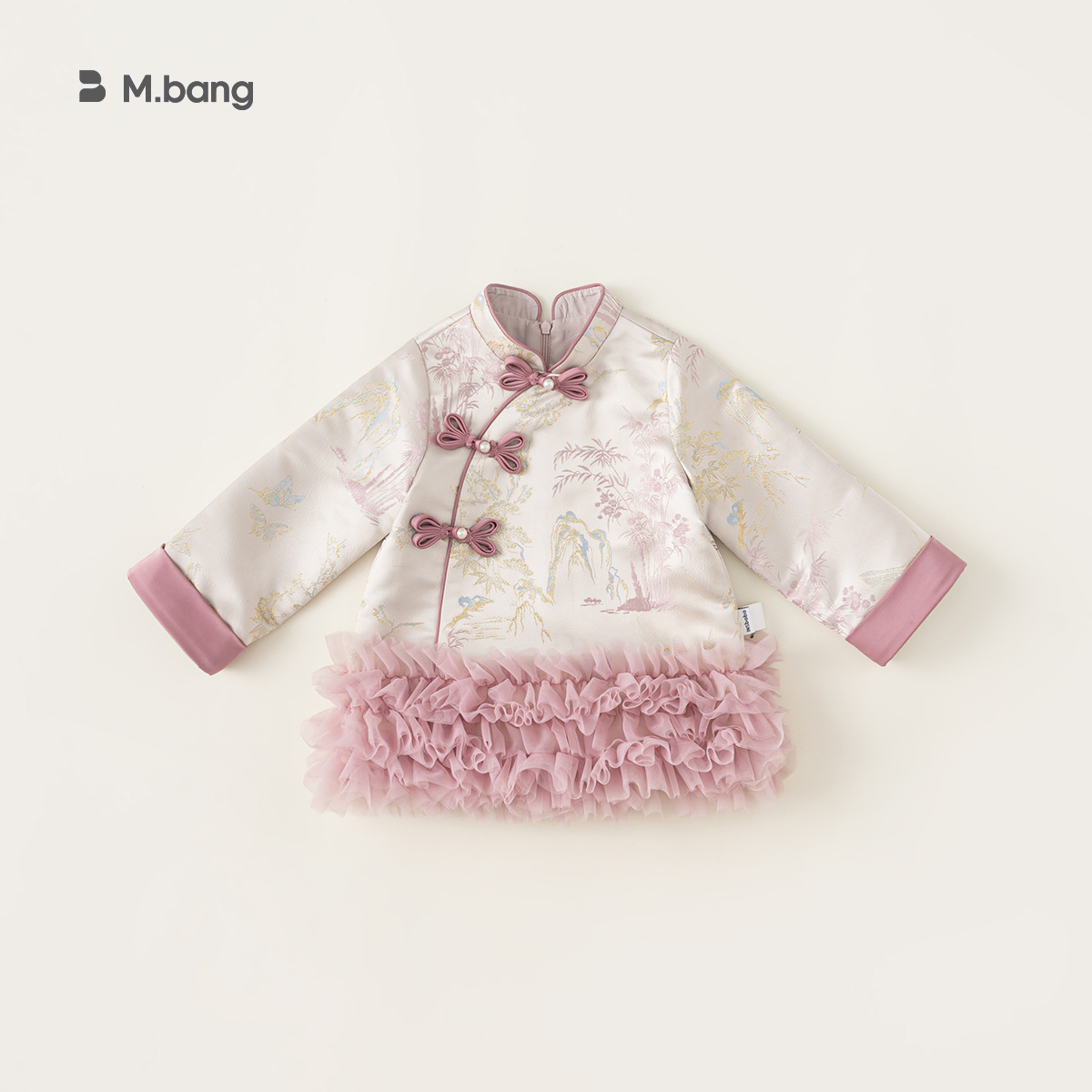 Bangchoan ropa infantil de niñas cheongsam vestido de otoño nuevo estilo de estilo chino para niños falda de empalme pantalón de malla para niños