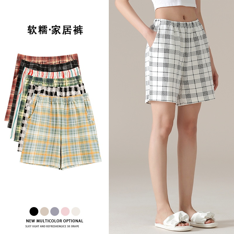 [7A antibacteriano] Pantalones cortos deportivos casuales de verano de algodón puro para mujer, pijamas sueltos para el hogar, cintura alta cómoda para correr