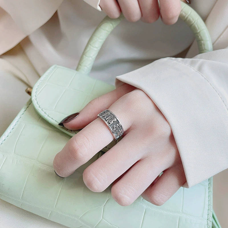 Retro ring for men and women, silver 925 sample, Chinese style