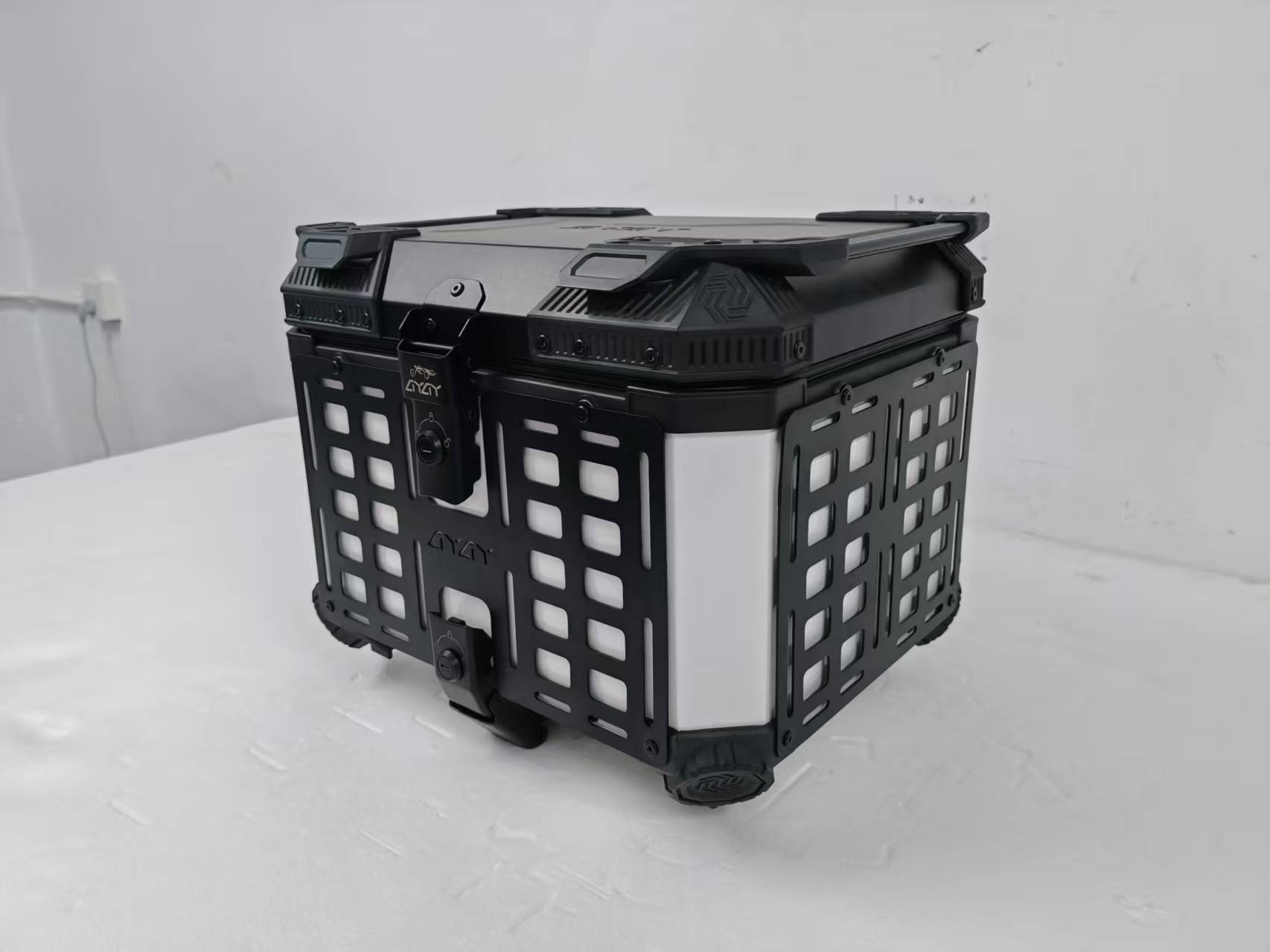 45L aluminum alloy tail box, non-expanding, white model, motorcycle trunk