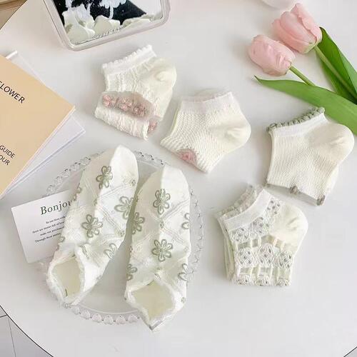 Socks for women in spring and summer Korean style thin socks summer sweat-absorbent breathable invisible socks Japanese sweet floral women's socks