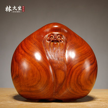 花梨木雕刻福寿桃老寿星公摆件送长辈老人祝寿生日礼品红木工艺品