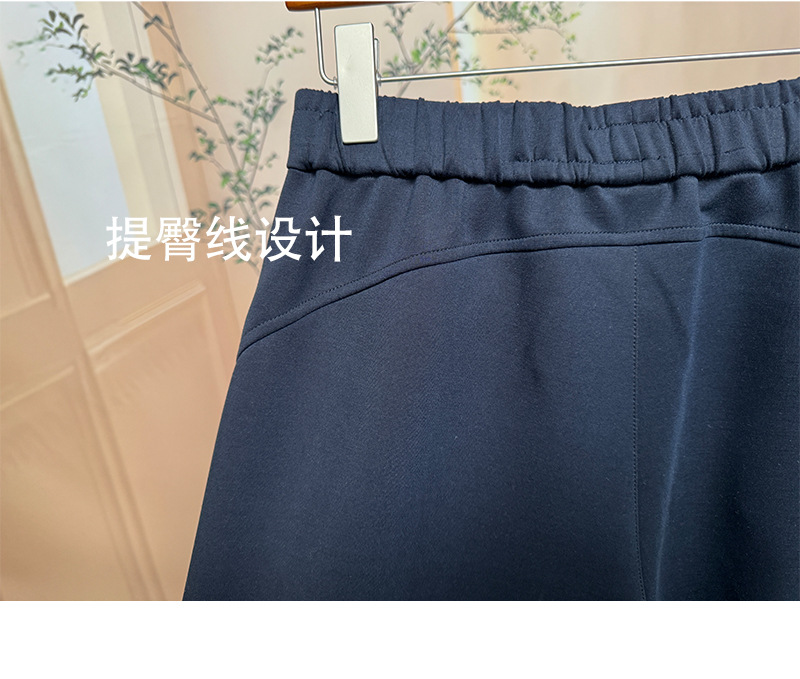 Quần culottes nữ ống rộng dáng lưỡi liềm cảm giác mát lạnh — Xanh navy chi tiết 13