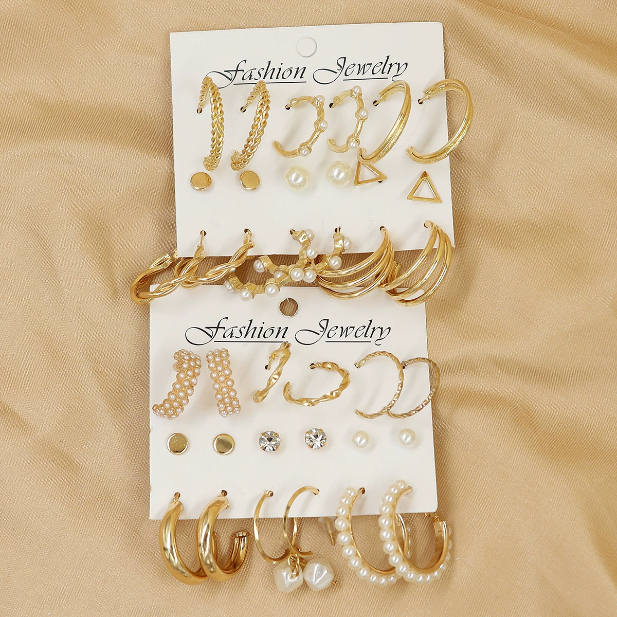 Metal Earrings Set, Retro Creative Design with Pigtail Hooks, Simple Elegant, Assorted Colors