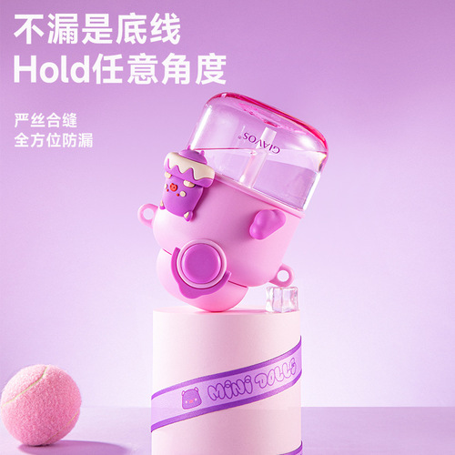 GIAVOS plastic cup large capacity water cup student high-looking cute pop-top straw cup cartoon children's kettle