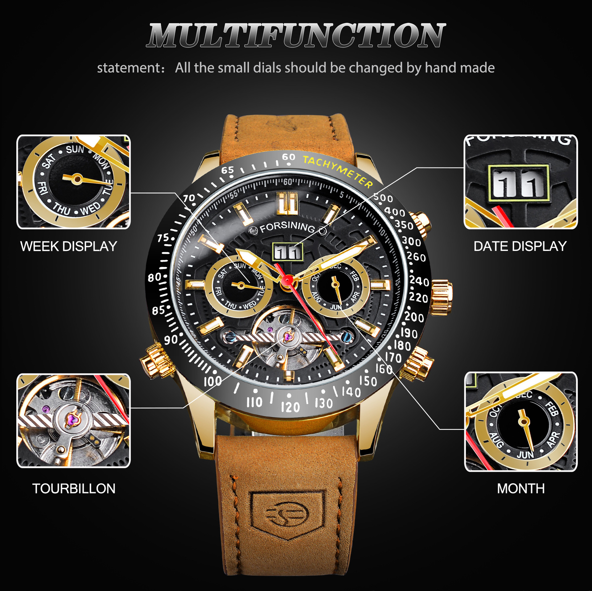 Men's Automatic Mechanical Watch With Leather Strap And Tourbillon_voghion.com