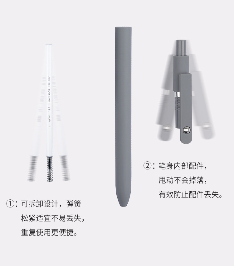 赞仕领航莫兰迪复古色高颜值按动中性笔0.5CS低重心办公刷题黑笔详情7