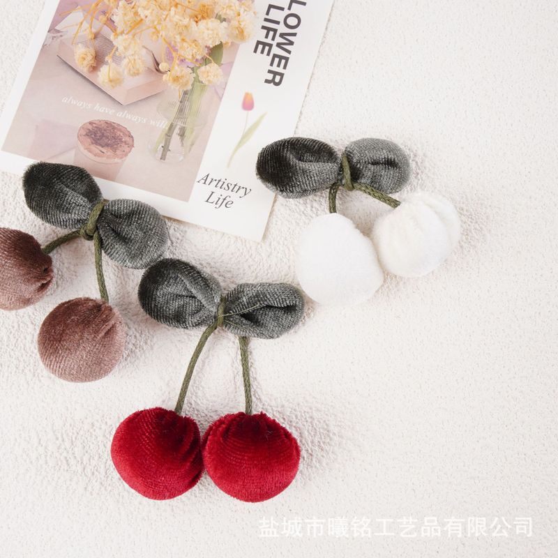 花朵辅料金丝绒樱桃半成品服装鞋包服饰辅料小花朵diy配饰配件|undefined