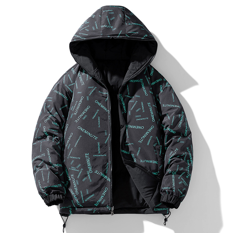 Double sided down men's plus size winter thick warm jacket, couple's casual hooded cotton jacket_voghion.com