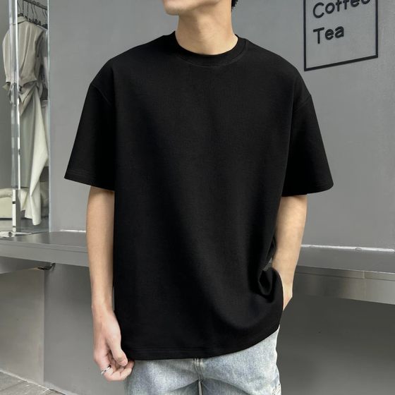Men's Heavy Summer Anti-wrinkle Short-sleeved T-shirt Fashionable Loose All-match Simple Style high quality Explosive Casual Top