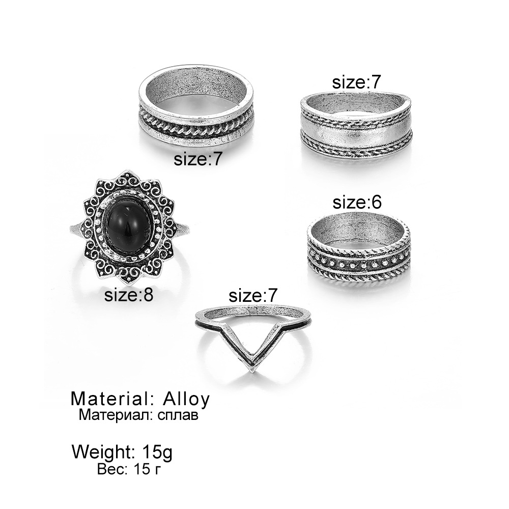 18g Weight Rings Classification 1 Set Quantity Street Occasion Alloy Material Leaf, Heart Shape Pattern Men's Gender Carving Design Hip-Hop, Retro Style Hip-Hop Retro Leaf Heart Shape Alloy Carving Men's Ring Sets 3