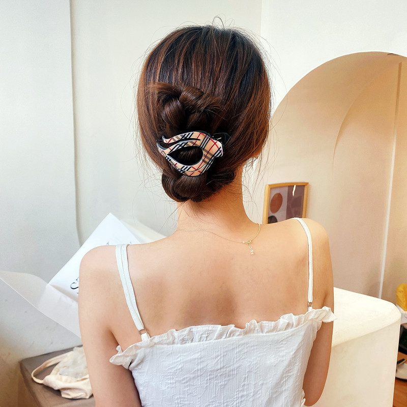 法式復古豹紋抓夾大號盤發桃心三齒鴨嘴夾優雅後腦勺髮夾髮飾頭飾