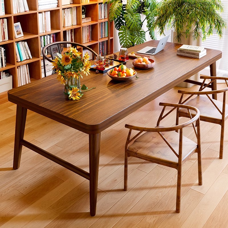 Escritorio de madera maciza para la sala de estar, escritorio largo, escritorio de lectura, escritorio de tabla grande, escritorio de oficina de aprendizaje, banco de trabajo, hogar