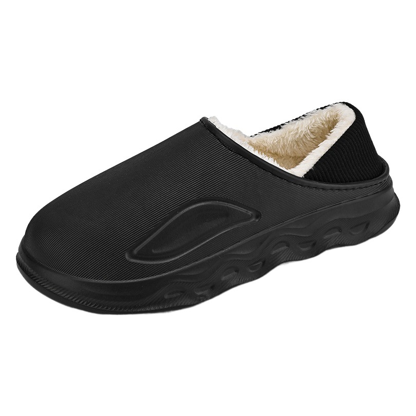 Zapatillas de algodón de los hombres de color sólido de fondo grueso hogar interior bolsa zapatillas de tacón cálido forro polar antideslizante Comercio exterior transfronterizo zapatos de algodón hombres