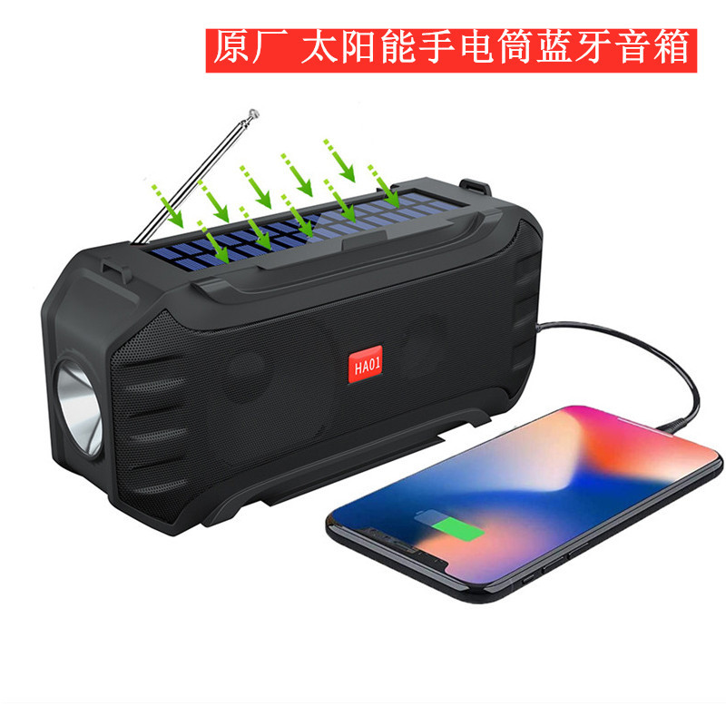 Cross border Bluetooth loudspeaker box outdoors Camping solar energy Flashlight FM Radio antenna Subwoofer Portable Insert card sound