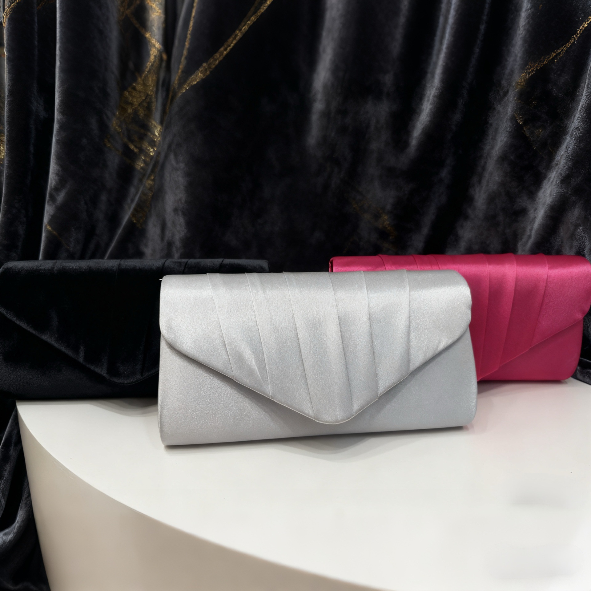 Amazon transfronterizo bolsa de cena de damas plegada bolsa de mano de color sólido fiesta de boda sobre de lujo bolsa de cena