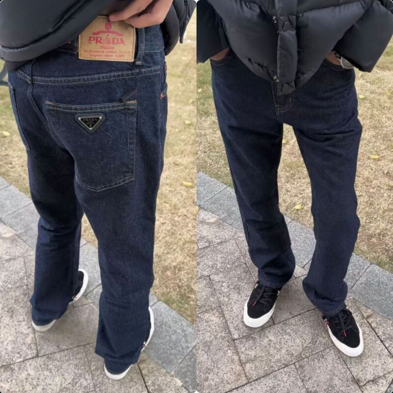 Trendy Influencer-Style Triangle Logo New Men's Jeans, Washed, Slightly Stretchy, Slim Fit, Skinny, Slimming Long Pants Trendy Influencer-Style Triangle Logo New Men's Jeans, Washed, Slightly Stretchy, Slim Fit, Skinny, Slimming Long Pants