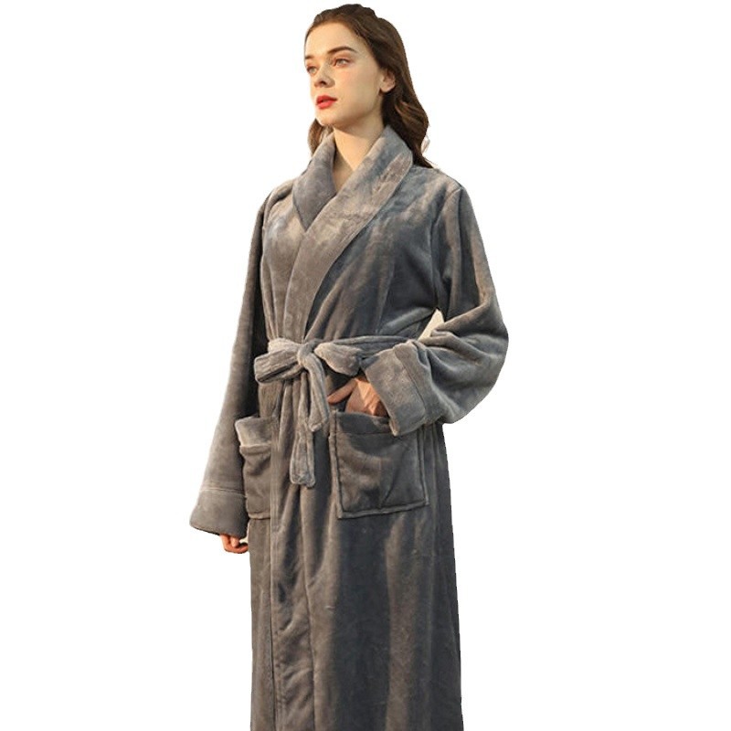 커플 잠옷 여성 산호 양털 목욕 가운 남자 목욕 가운 가을과 겨울 긴 두꺼운 플란넬 봄과 가을 잠옷 홈 옷