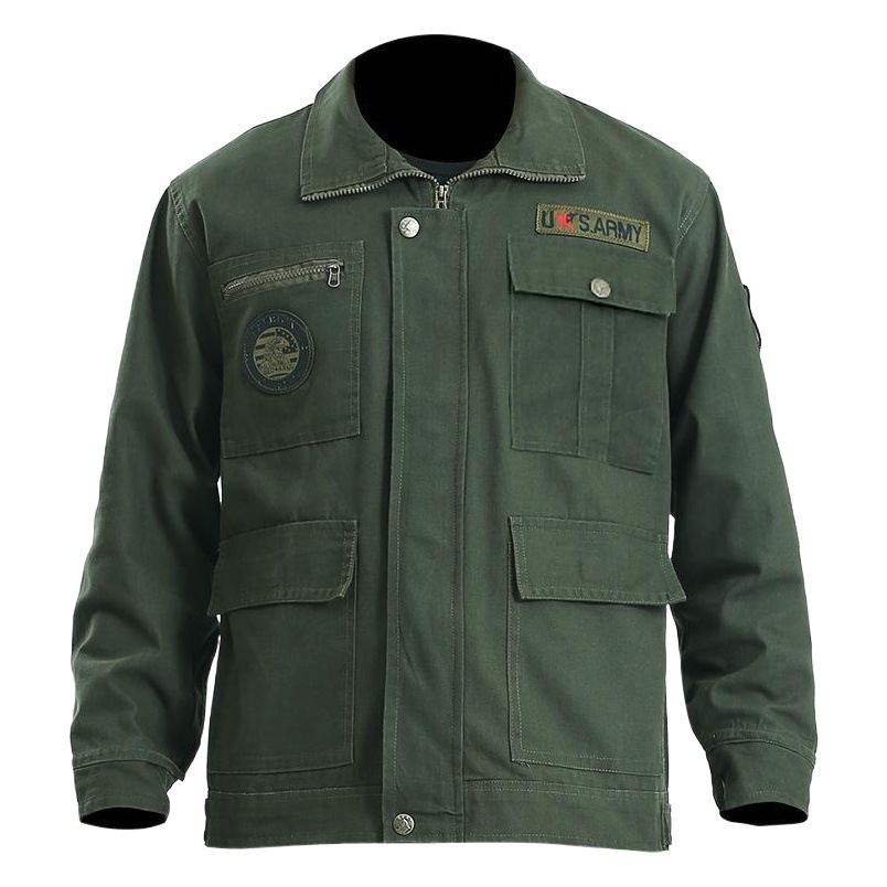 Ropa de trabajo de hilo de algodón de primavera y otoño traje ropa de soldadura para hombres sitio de construcción taller de reparación de automóviles ejército verde Protección Laboral ropa de trabajo en stock