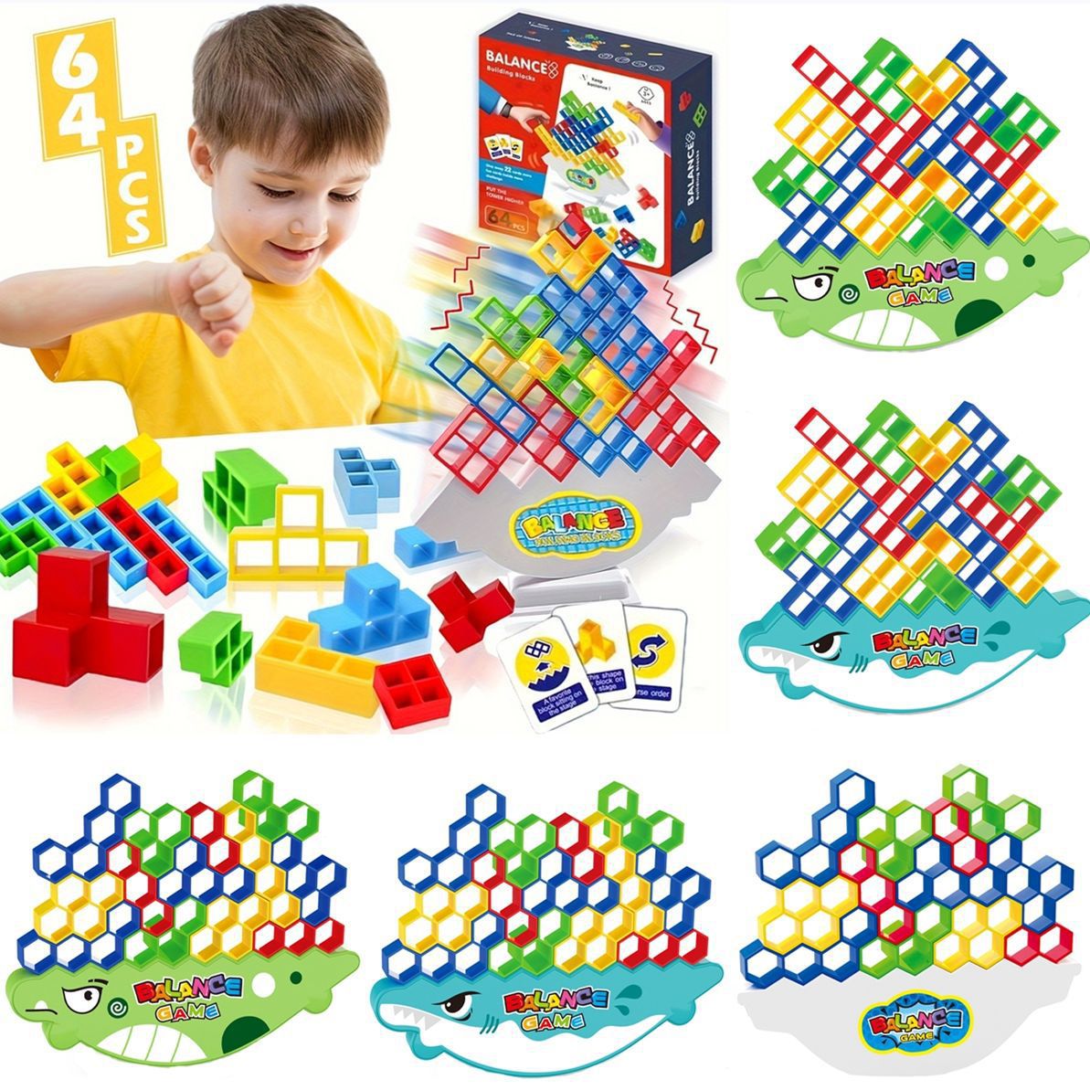 Transfronterizos apilados altos bloques de construcción rusos apilados juegos de equilibrio de música swing niños concentración juguetes de mesa image 1