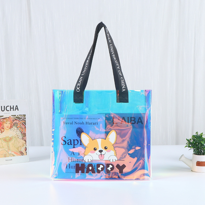 Bolsa de mano láser de PVC personalizada exhibición de regalos transparentes bolsas de regalo coloridas paquetes de gelatina transparentes personalizados