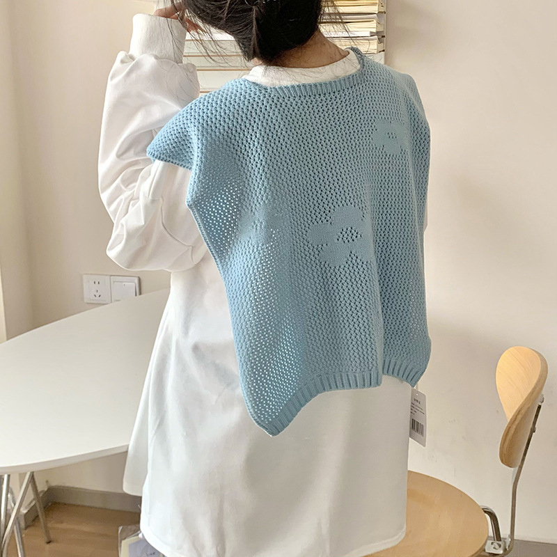 Sopa de punto de alta sensación nueva camisa de estilo extranjero falso cuello de moda universal sopa de punto cruzado con hombros pequeños