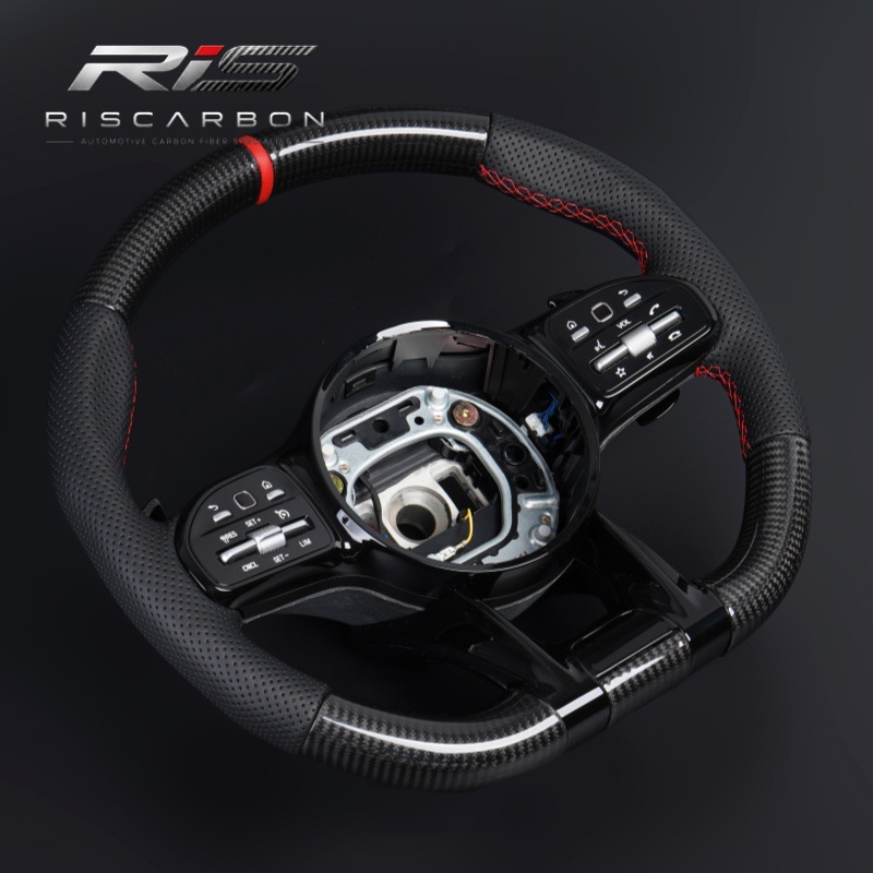 Compatible with Mercedes-Benz carbon fiber red label black button steering wheel W207W211W212 W221W222 809AMG GT