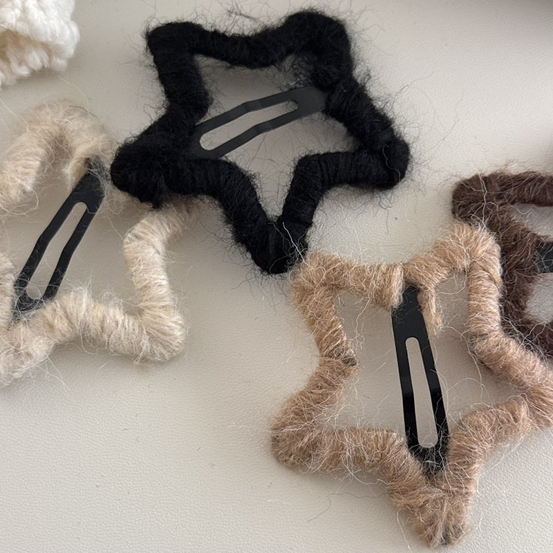 Sügisel ja talvel uus käsitsi valmistatud villane juuksenõel Winding Star elegantne tukk klamber katki juuksenõel Plush Clip juuksenõel_voghion.com