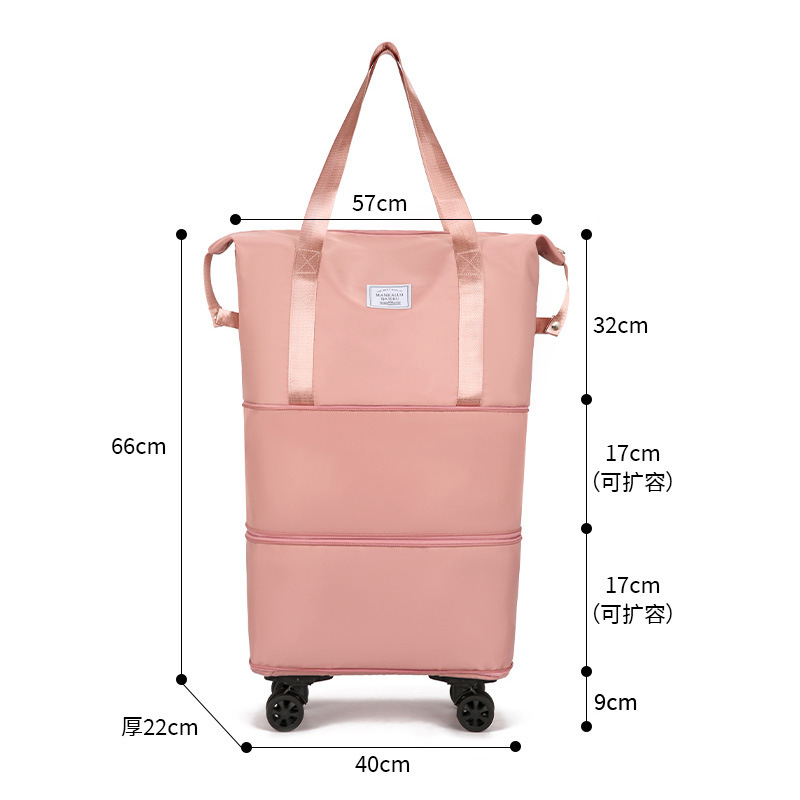ユニバーサルホイールトラベルバッグ女性用大容量荷物バッグ軽量折りたたみトロリーケース収納プーリー付きチェックイン荷物バッグ|undefined