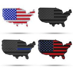 American Map Metal Car Sticker Black Flag Car Metal 3D Decal Personalized Modification Flag Metal Sticker