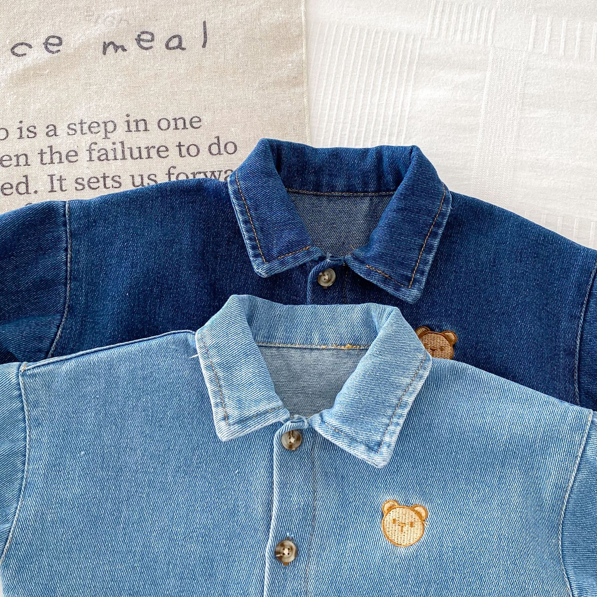 Ropa de vaina de bebé 0-1 años de edad bebé suave Denim Correa primavera y otoño temporada niños y niñas bebé oso ropa mono