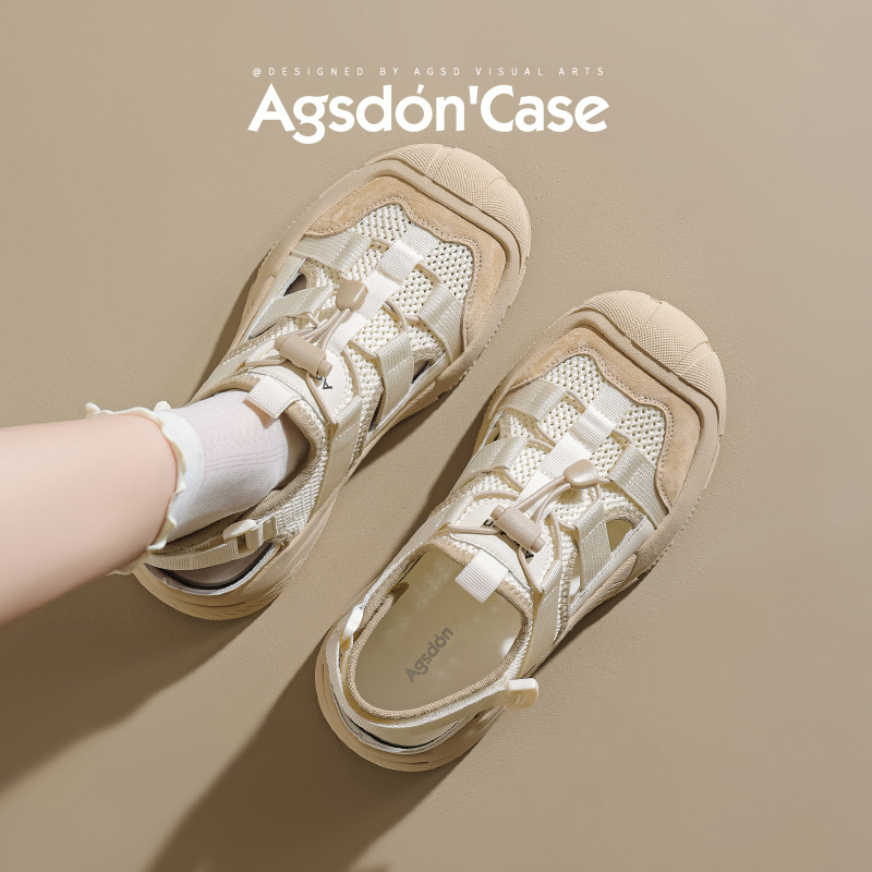 Augustion sandalias deportivas al aire libre para mujer 2025 nuevo estilo verano hueca plataforma de fondo grueso senderismo ocio papá agujeros zapatos