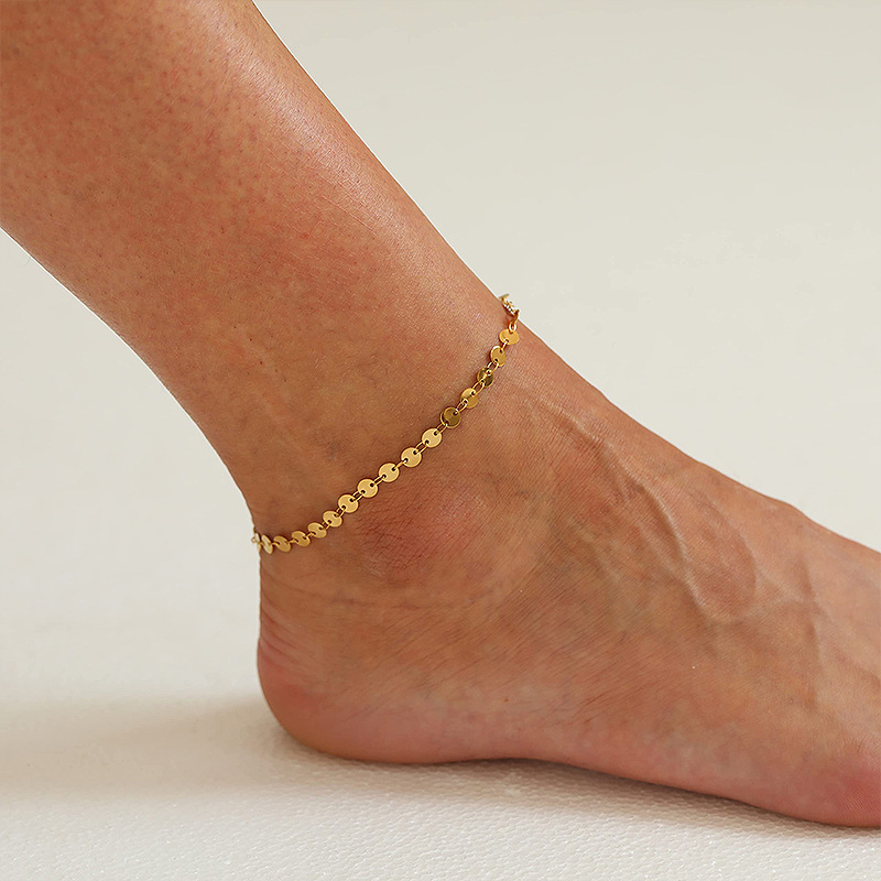 Women's Copper Plated Round Chain Anklet 14k Gold Finish Jewelry_voghion.com