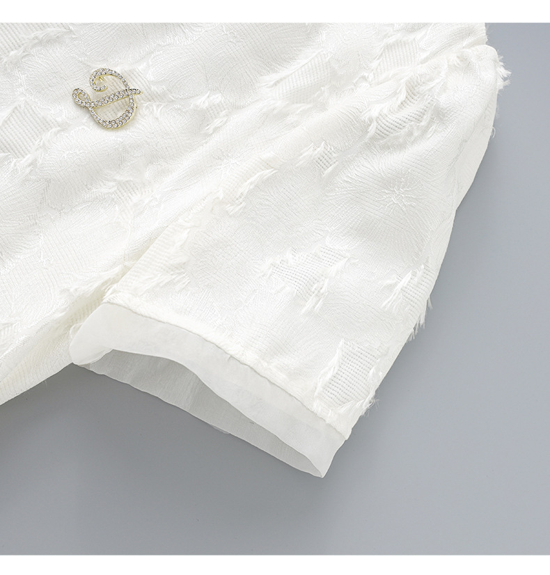 Váy liền nữ cổ tròn phối voan, họa tiết jacquard nổi, phong cách quý cô — Màu vàng chi tiết 21