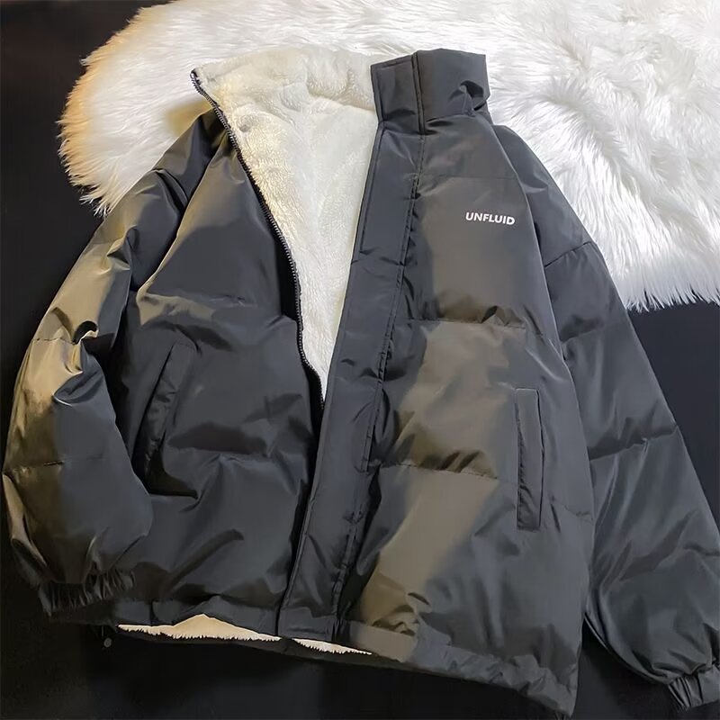 棉衣男春秋季港风宽松字母印花休闲棉服外套韩版潮流个性立领棉袄